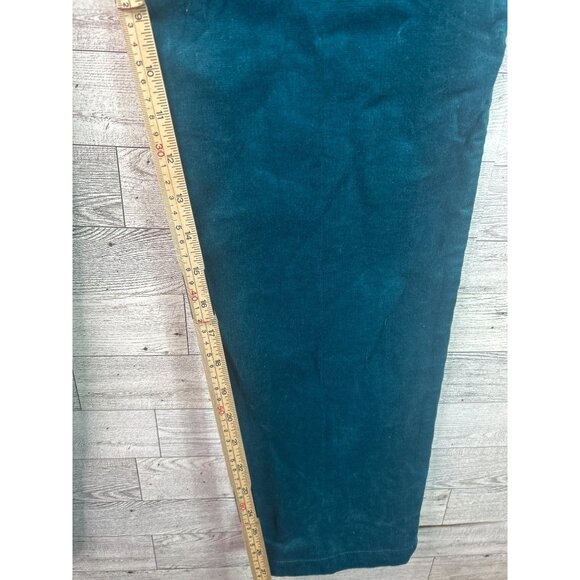 Lark Lane Womens Pants Size 12 Teal Corduroy Pull-On Straight Leg Stretch Velvet - Picture 7 of 9